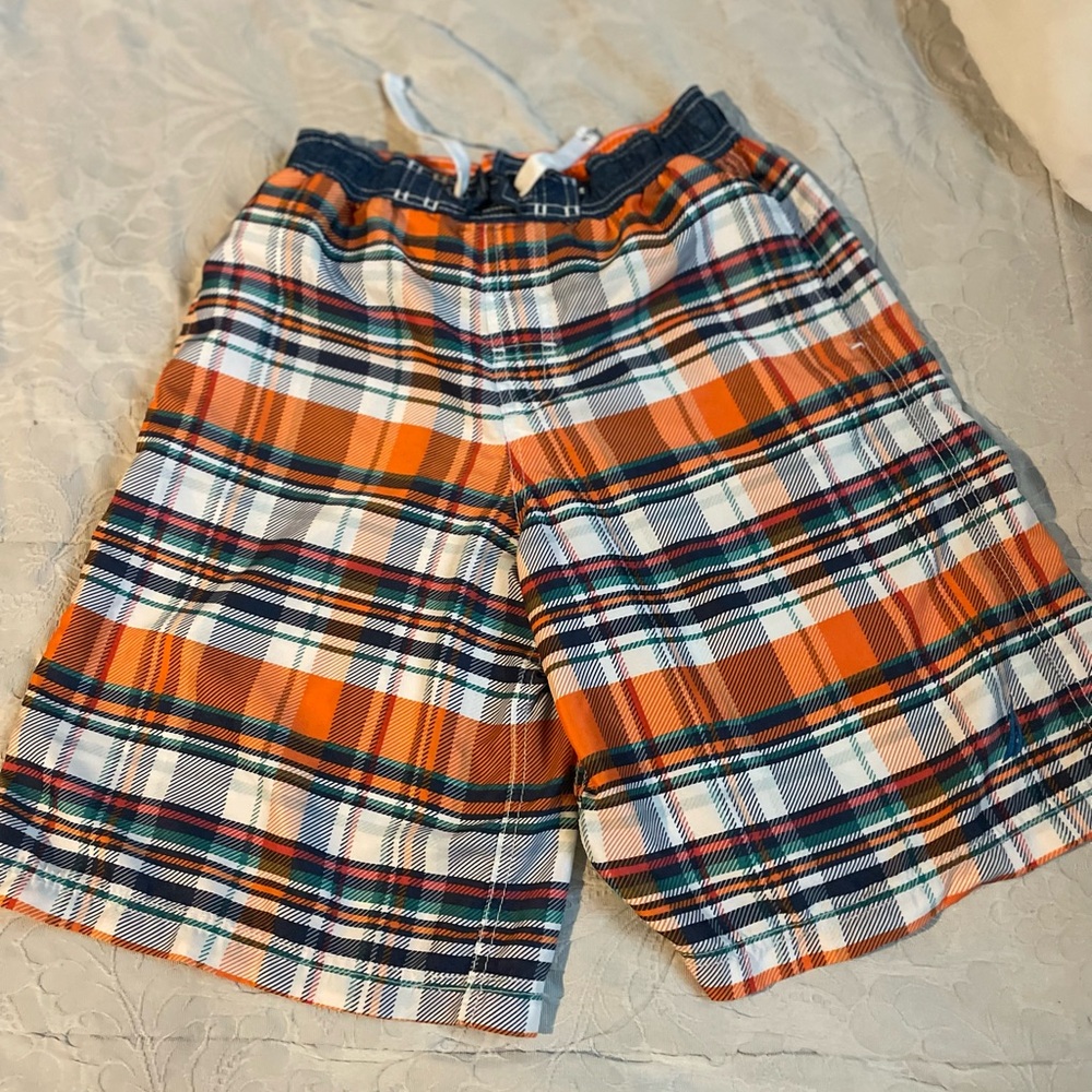 Nautica Orange and Blue Plaid Shorts Casual Comfort